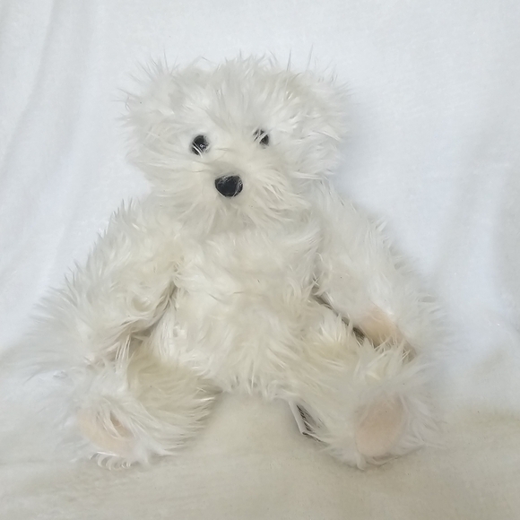 TAYLOR Teddy Bear Fuzzy Off White Black Eyes Nose 8" - Picture 1 of 8